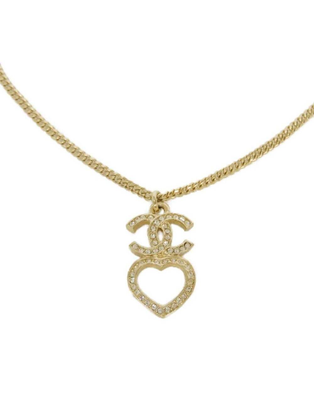 Chanel Cc Logo Heart Pendant Necklace #346651C12B